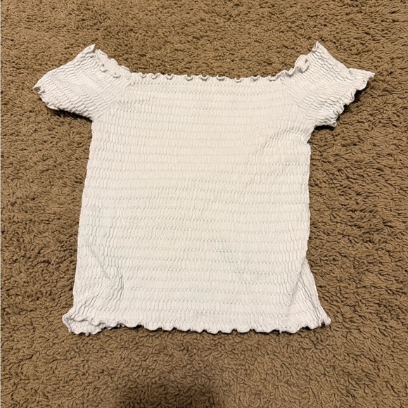 Aura Tops - Aura White Smocked Off-Shoulder Blouse